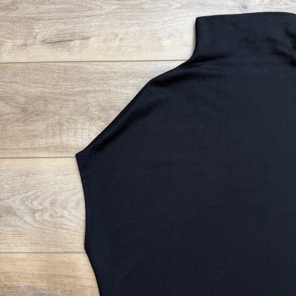 Kal Rieman Black Ponte Funnel Neck Tunic Top Oversized Cap Sleeve Minimalist M - Picture 3 of 10